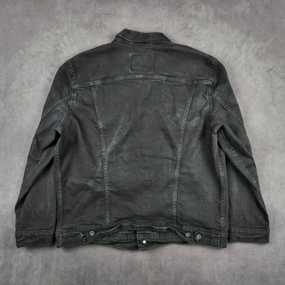 Levis Denim‎ Trucker Jacket Mens XXL Black Button Front Cotton Stretch - Picture 2 of 10